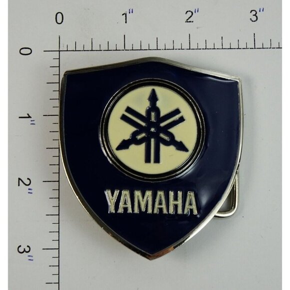 Yamaha Belt Buckle Blue White Shield Shape - Picture 3 of 3